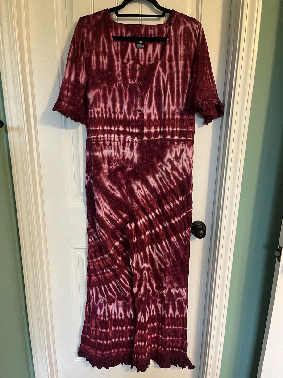 Loose Lucy’s purple Tie Dye hippie boho pallazzo rave festival Romper Large NWOT