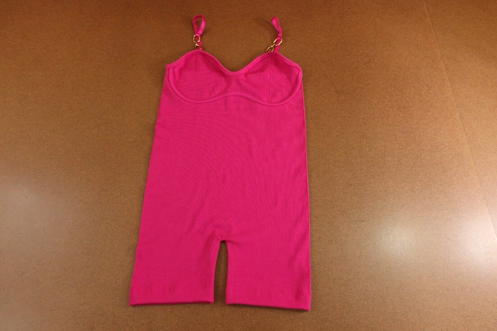 Fashion Nova Womens Size Medium Fitted Magenta Rib Knit Sleeveless Romper NWT