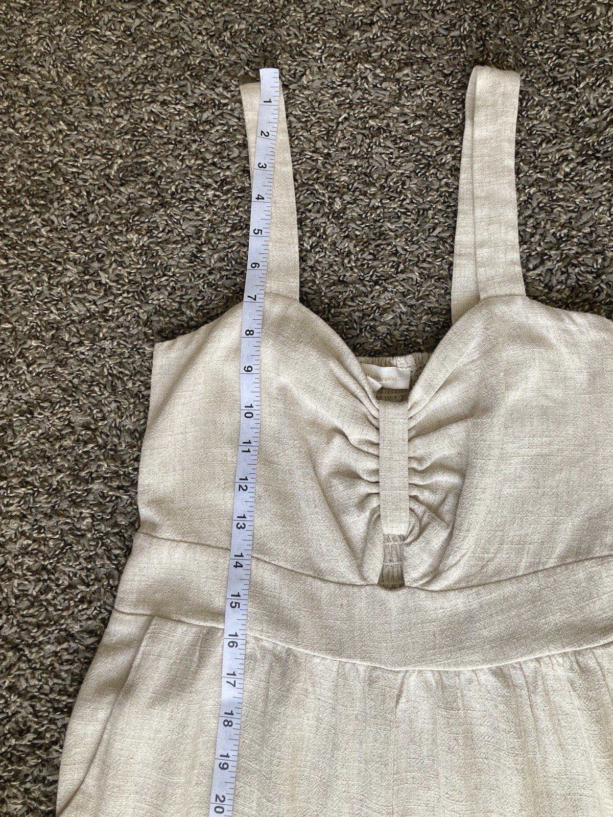 Monceau Los Angeles 70% Rayon 30% Linen Oatmeal Wide-Leg Jumpsuit Size L