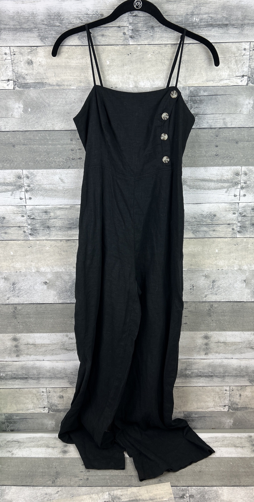 Urban Outfitters Straight Neck Linen Button Down Jumpsuit US 0 Black