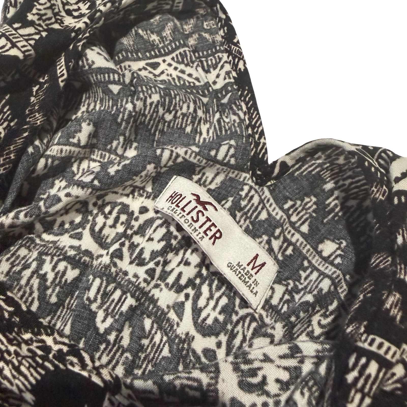Hollister Womens Black White Tribal Print Halter Romper Size M Geometric Keyhole