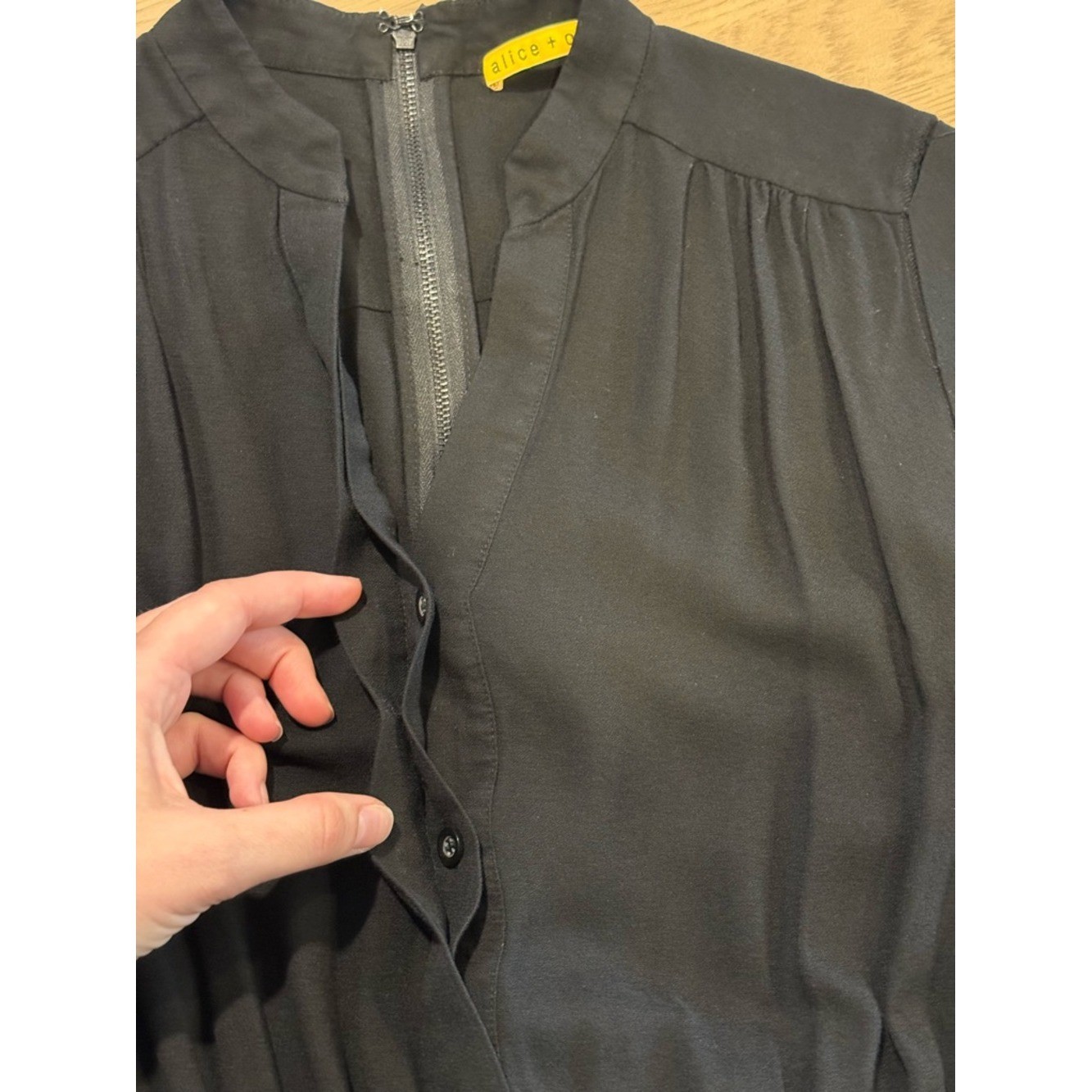 Alice Olivia Utility Jumpsuit Black Sleeveless Cargo Pockets Tapered Leg Chic