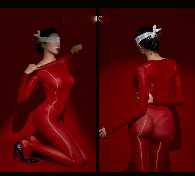 Unisex oil Shiny Bodysuit Glossy Transparent Seamless Full Bodystocking Jumpsuit