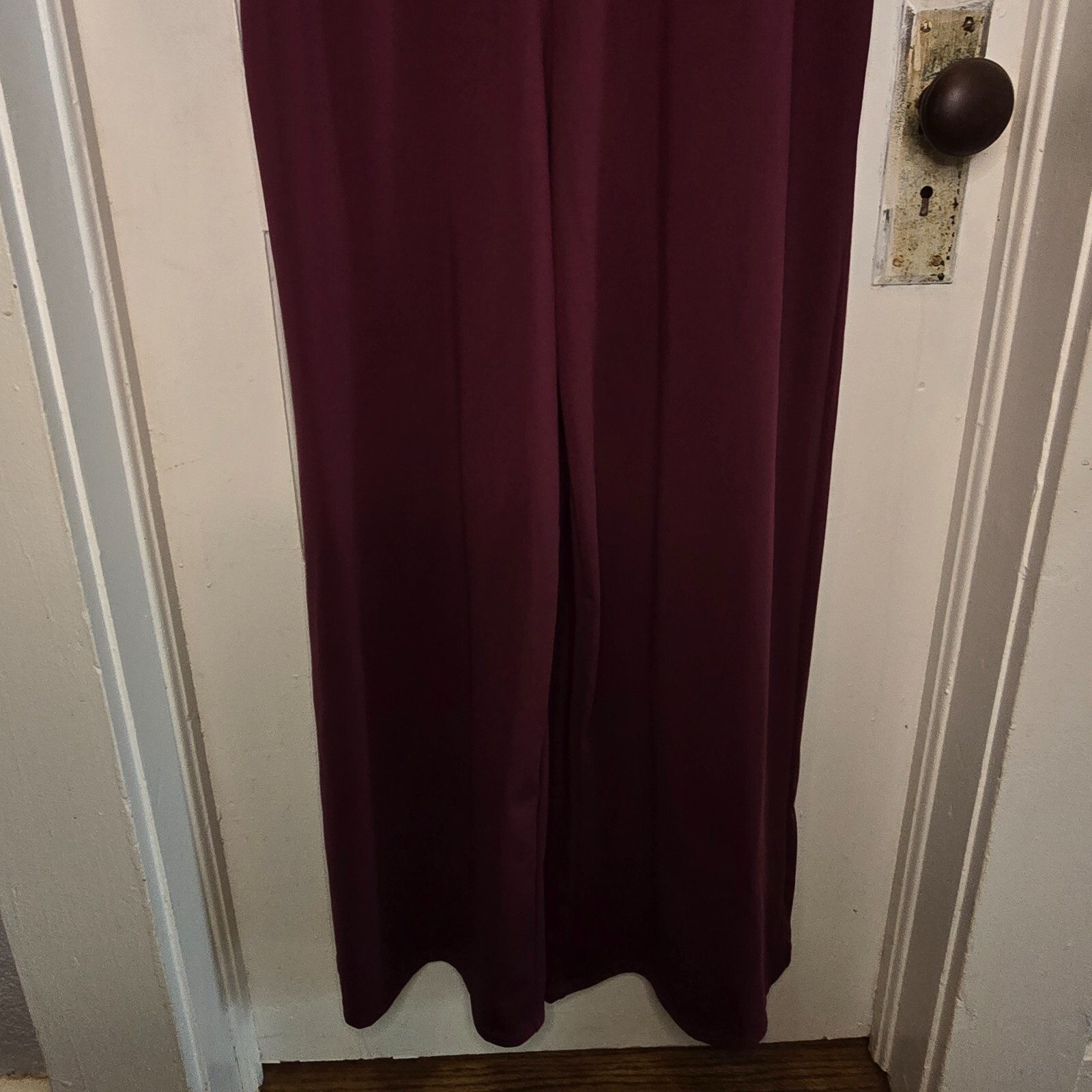 Halara Softlyzero™ Airy Jumpsuit Women M Burgundy Mesh Top Keyhole Back Wide Leg