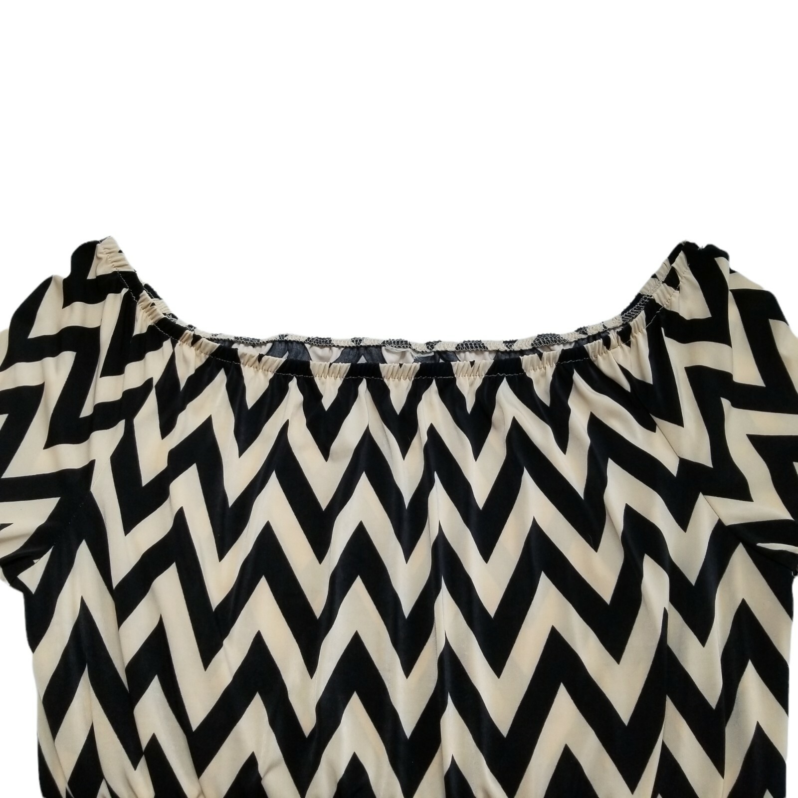 TACERA Womens Beige Black Hot Pink Chevron Off Shoulder Palazzo Jumpsuit XL