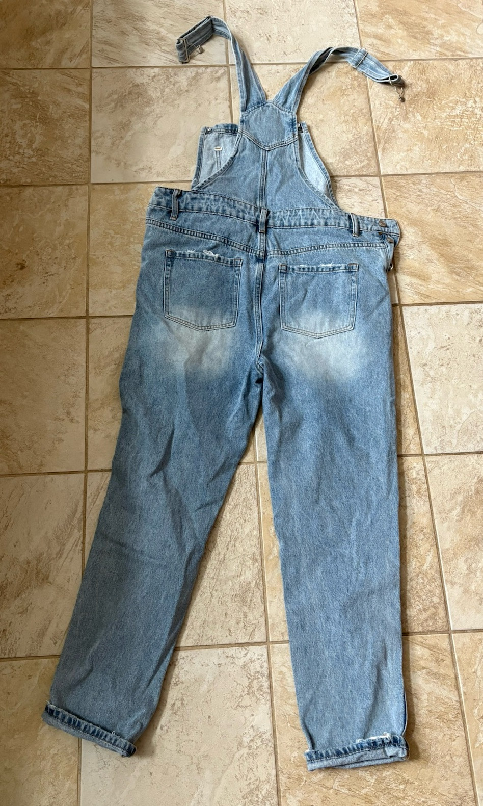 TNR Jeans Overalls Straight Leg Light Wash Distressed Size M New With Tags