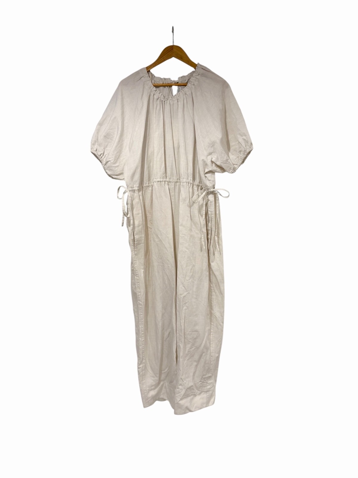 COS Puff-Sleeve Linen Blend Oversized Wide Leg Jumpsuit Large NWT