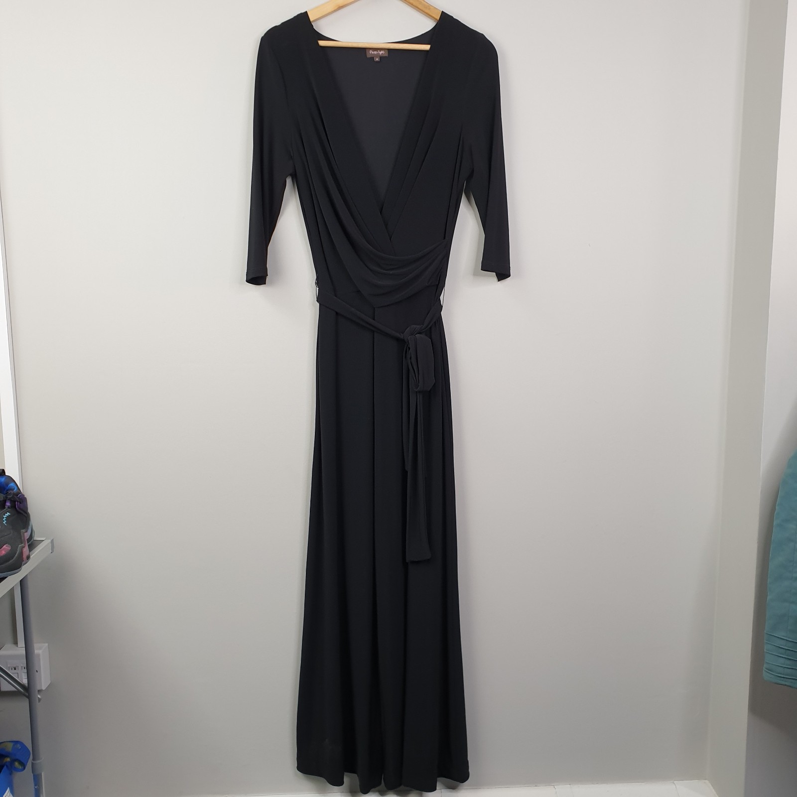 Phase Eight Jumpsuit Womens UK 14 Black Wide Leg Draped Bodice Smart Occasion