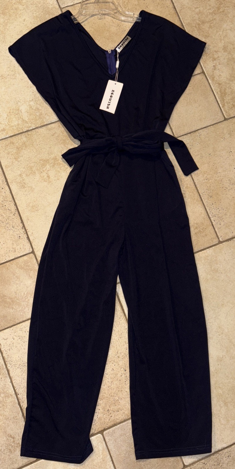 Ecowish Woman’s Size Medium Navy Short Sleeve One Piece Pants Romper