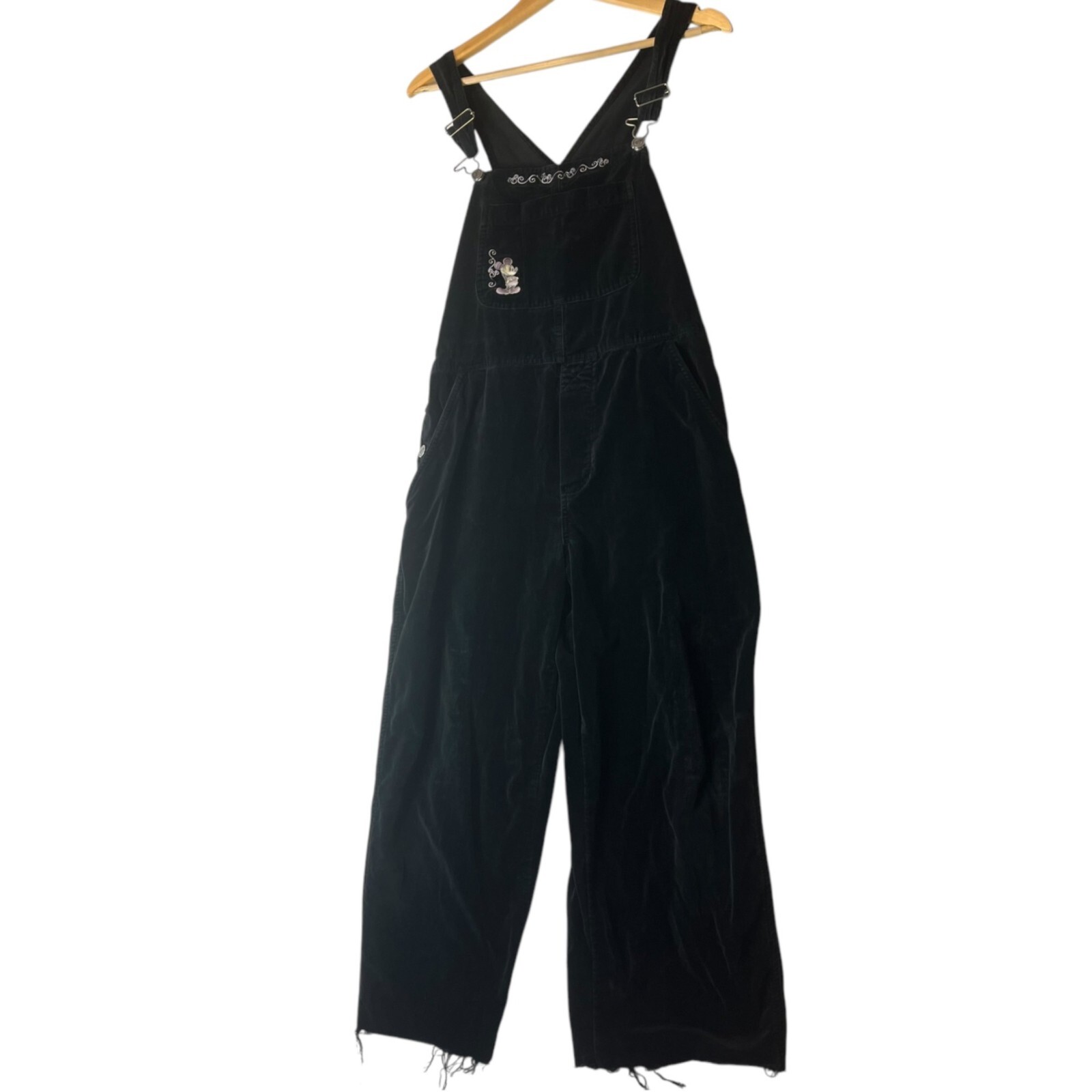 Disney Mickey Mouse Women’s M Bib Overalls Pants Velvet VTG Jumpsuit Velour