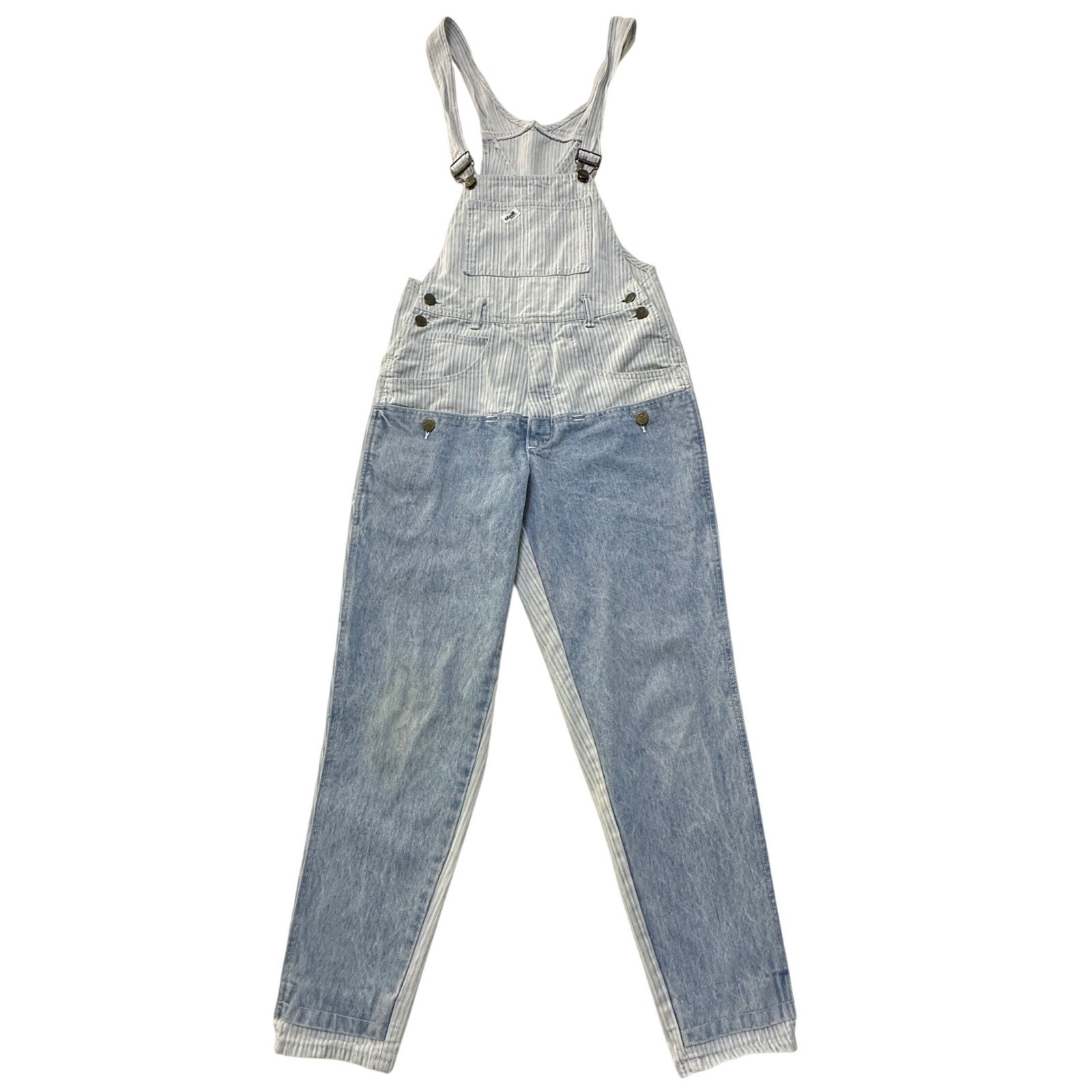 Guess Overalls Womens 1 VTG 90s Pinstriped Colorblock Denim Made in USA Coastal