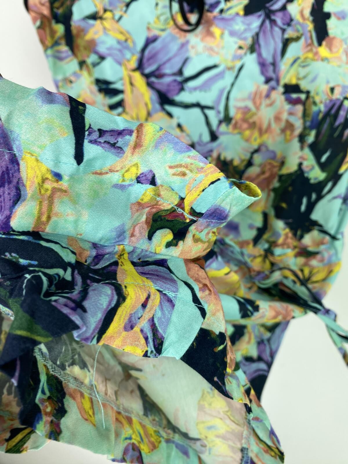 Suboo Green Blue Multi Floral Playsuit Strappy Tie Back Sleeveless UK 8 New