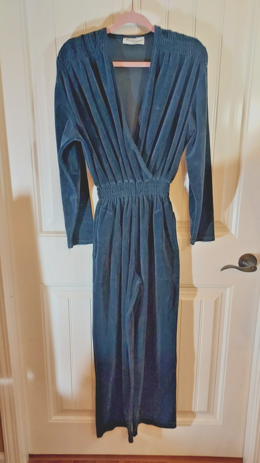 Saks Fifth Avenue Vintage Velvet Jumpsuit Black Quiet Luxury Lagenlook Parisian