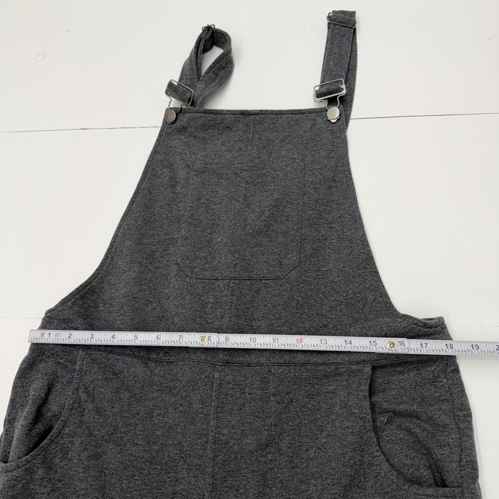 The Great Fantastic Overalls Womens M Gray Jersey Knit Adjustable Strap Pockets