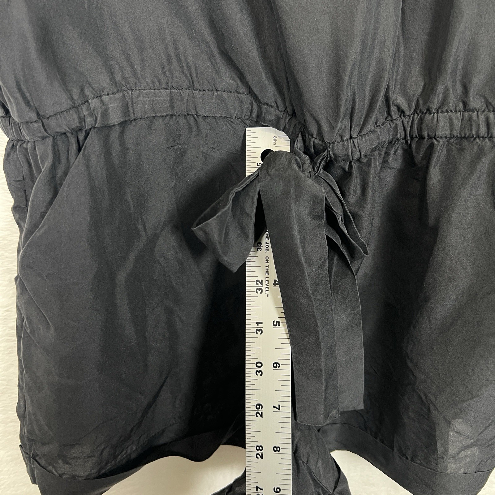 J.Crew Silk Romper Women’s S Black Elastic Waist Waist Tie Adjustable Straps