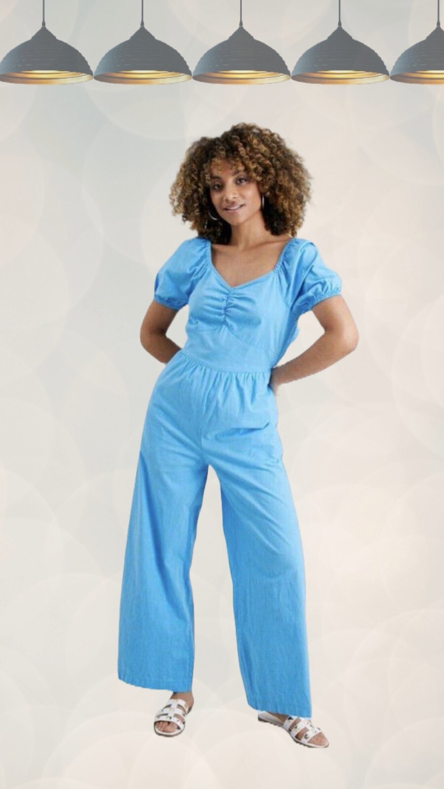 Ex TU Clothing Women’s Wide Leg Bow Back Jumpsuit in Sky Blue Summer