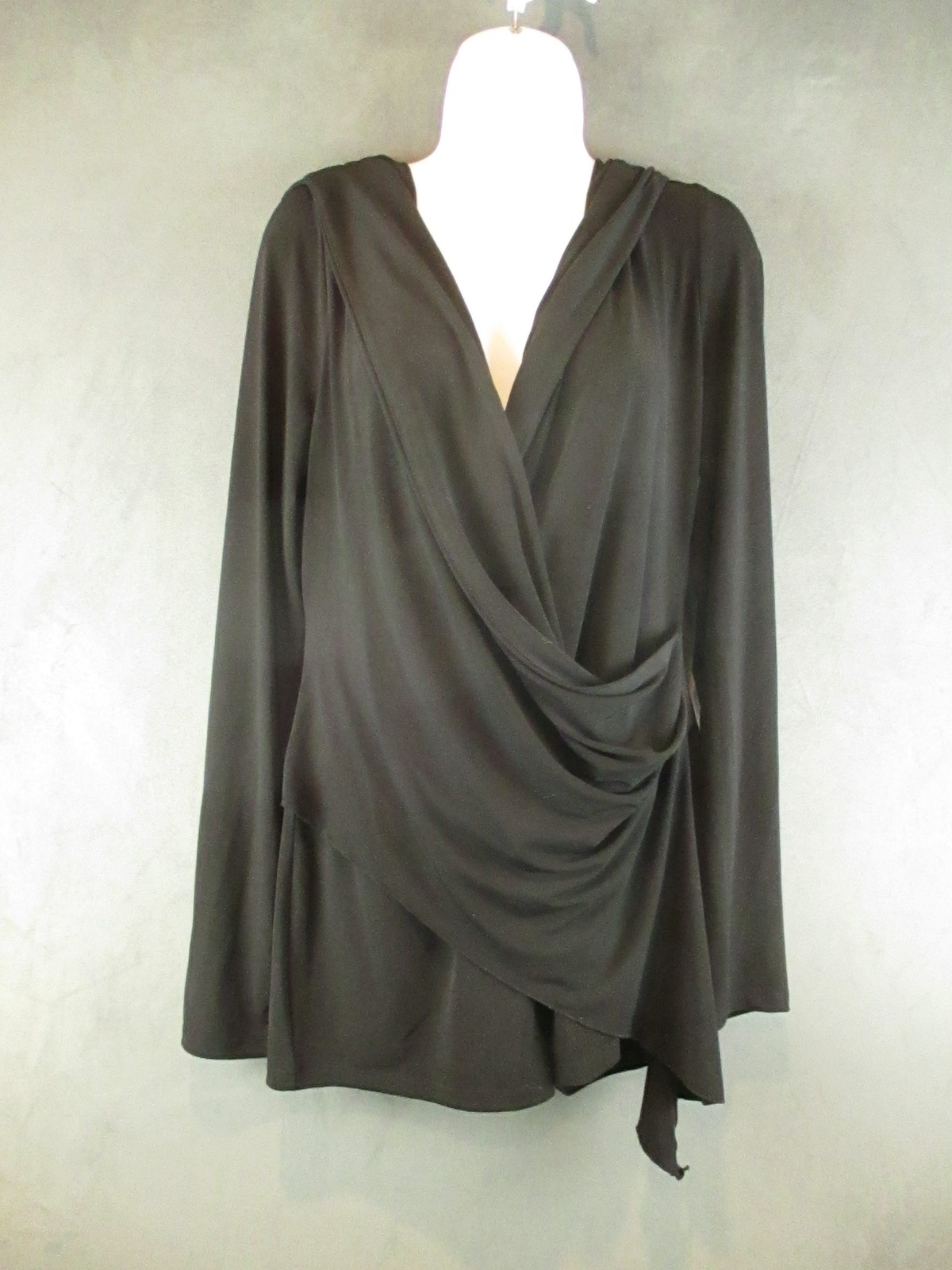 I AM GIA Romper Womens XL Black Irina Playsuit Hooded Asymmetrical Drape