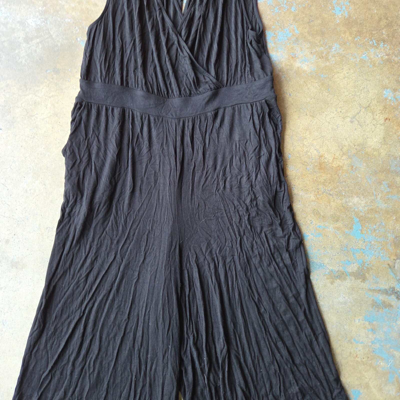 Torrid Black Wide Leg Jumpsuit Sleeveless Plus Size 2X Jersey Knit Tie Back