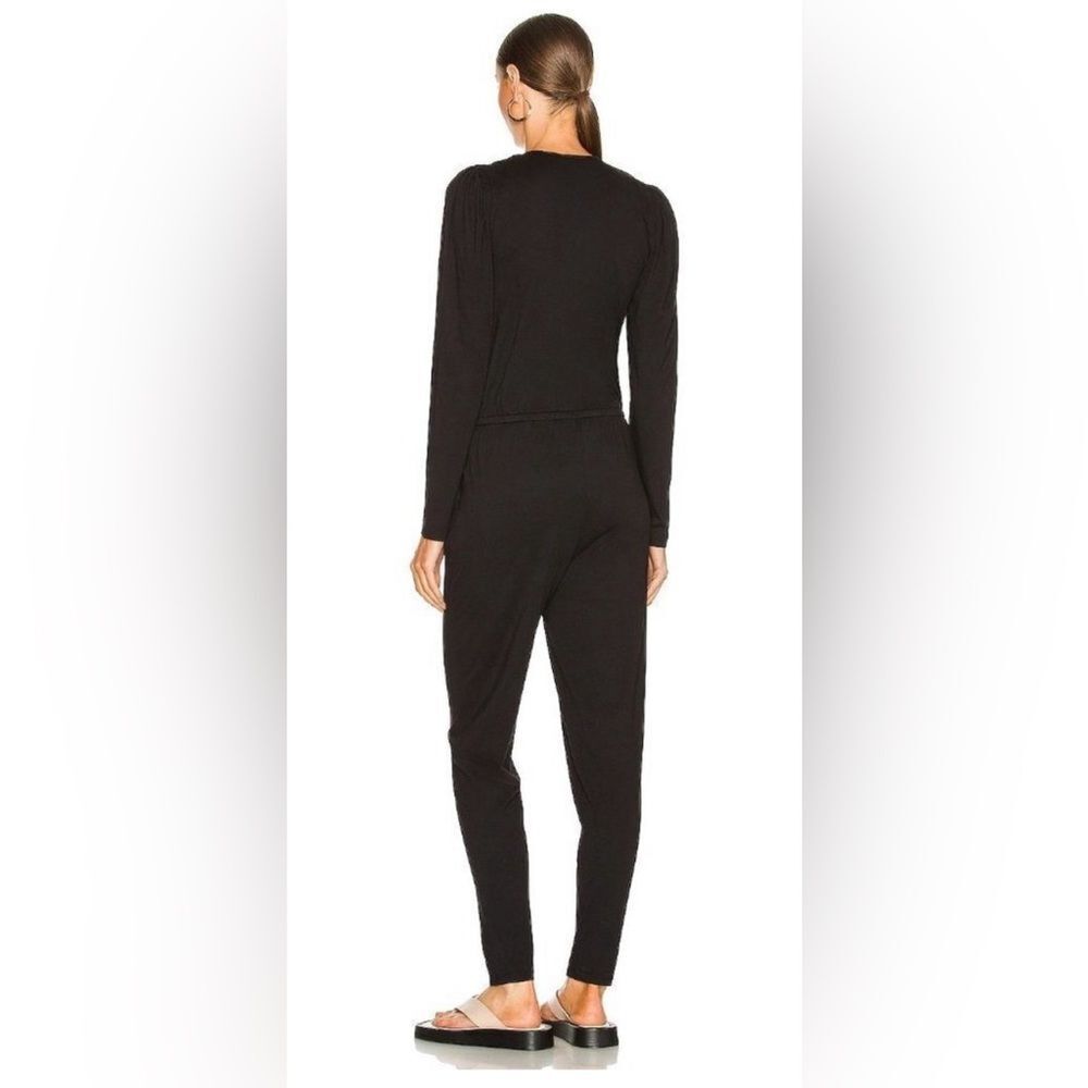 BOBI Revolve Women’s Black Drape Front Size Med Modal Surplice Jumpsuit