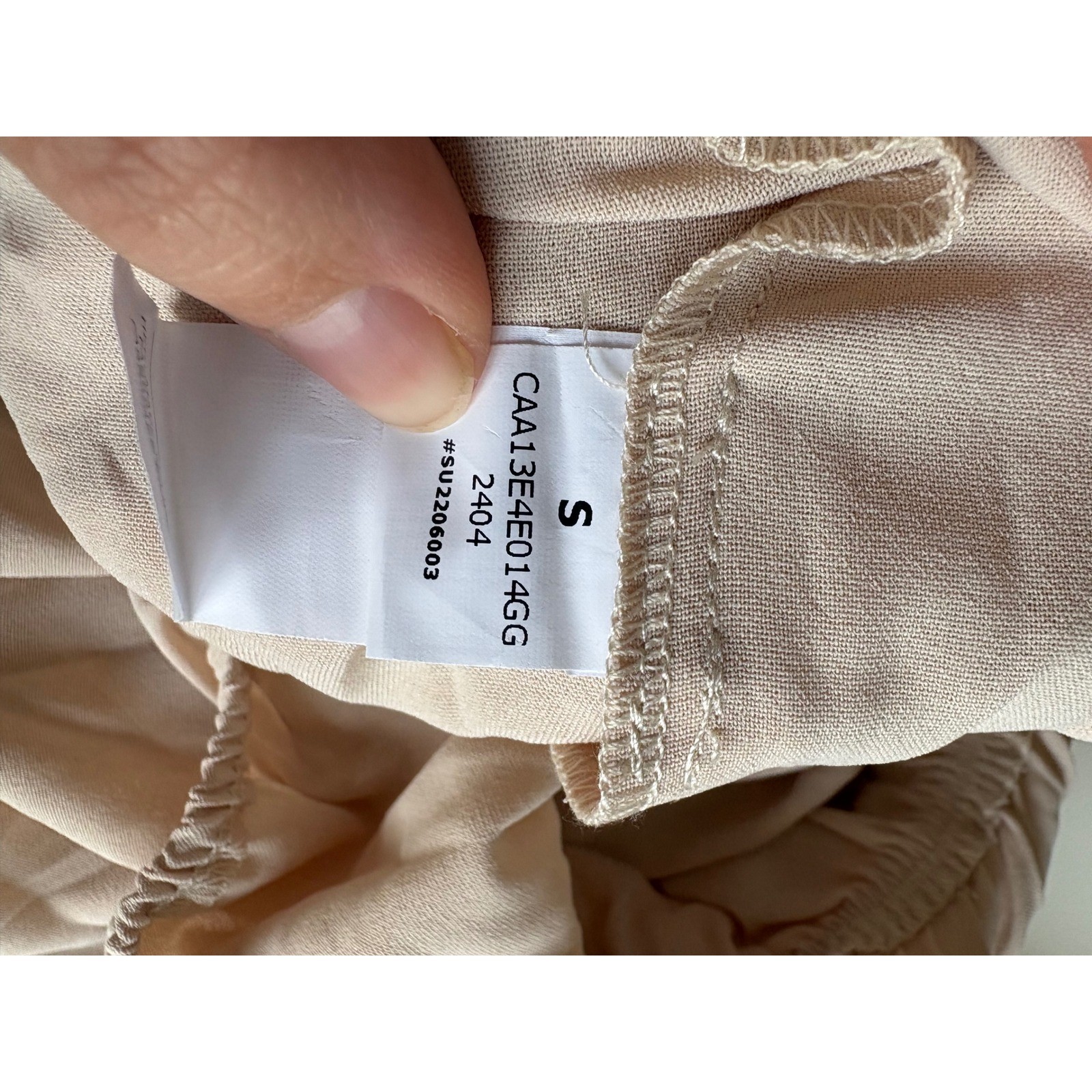 Cupshe Womens Beige/pink Wide Leg Jumpsuit Elastic Waist Tie Front Small