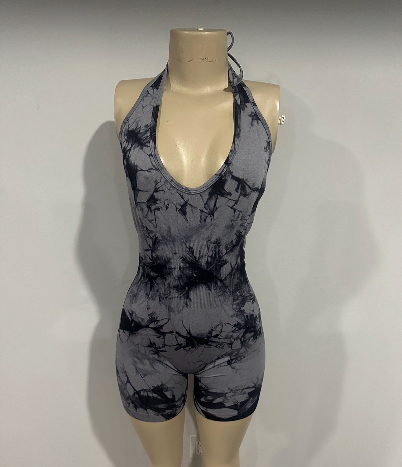 Jumpsuit size Large women one piece yoga outfit new Gray Black Shorts