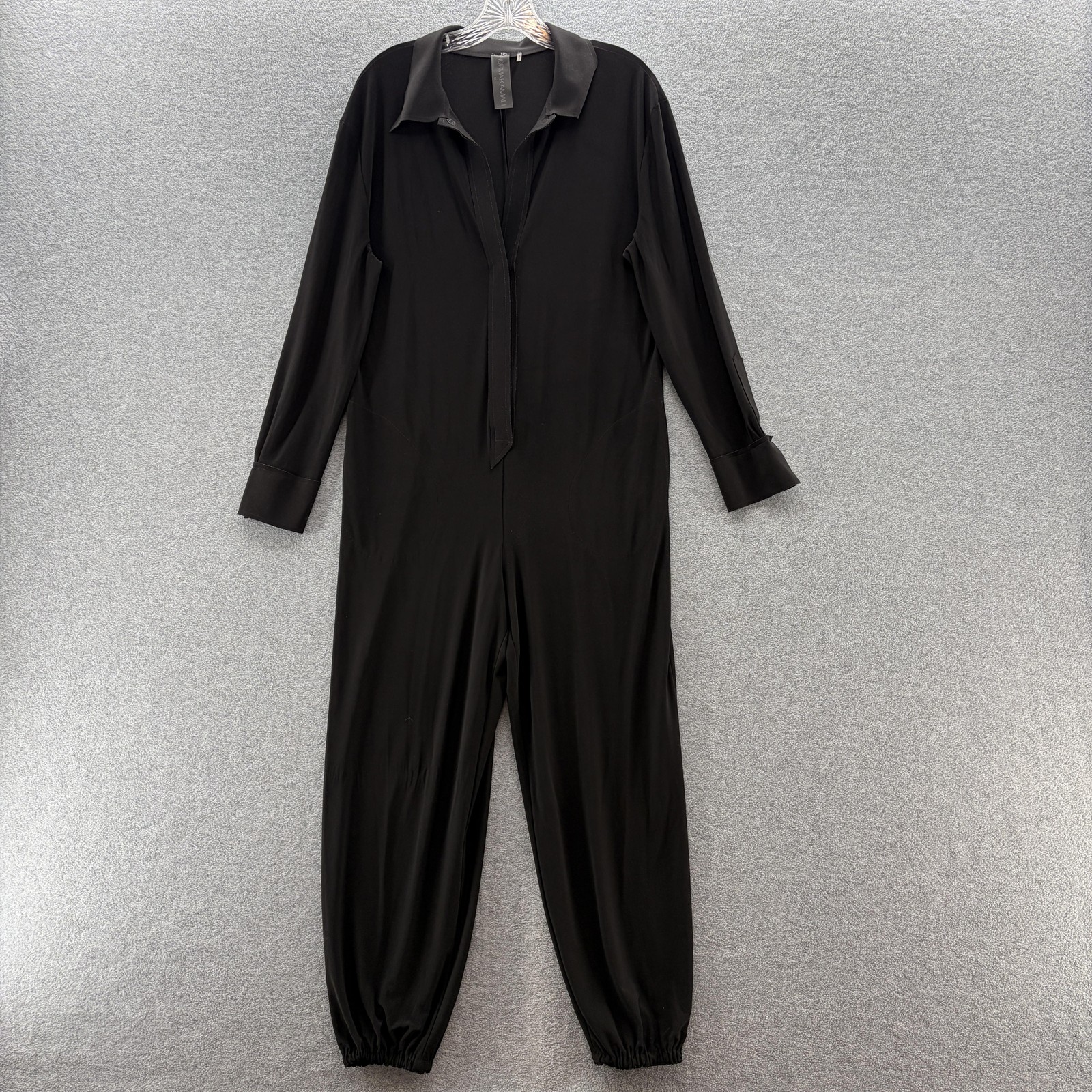 Norma Kamali Jumpsuit Womens Medium Black Stretch Jersey Relaxed Pockets Jogger