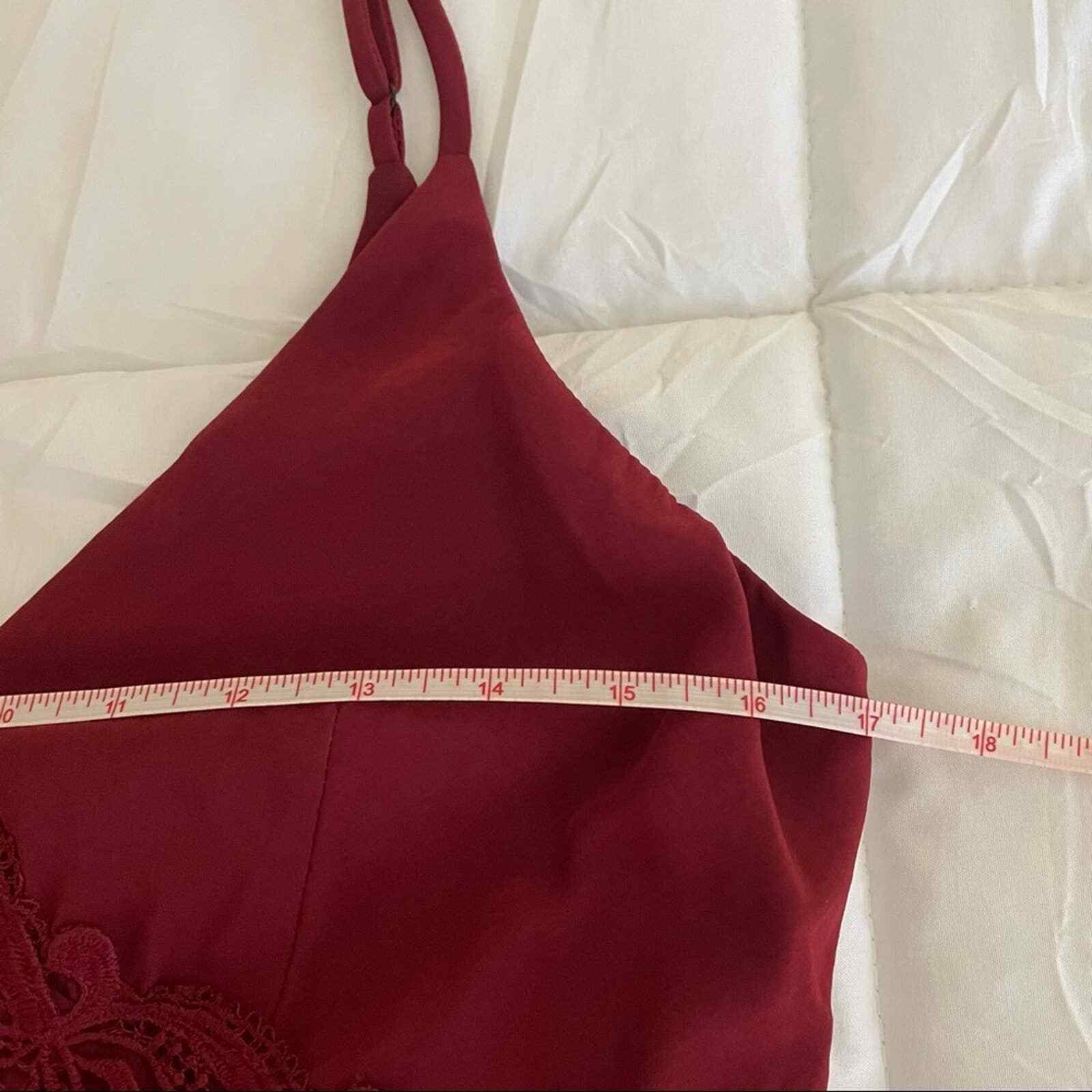 4Si3nna Wine Spaghetti Strap Lace Romper Size Medium