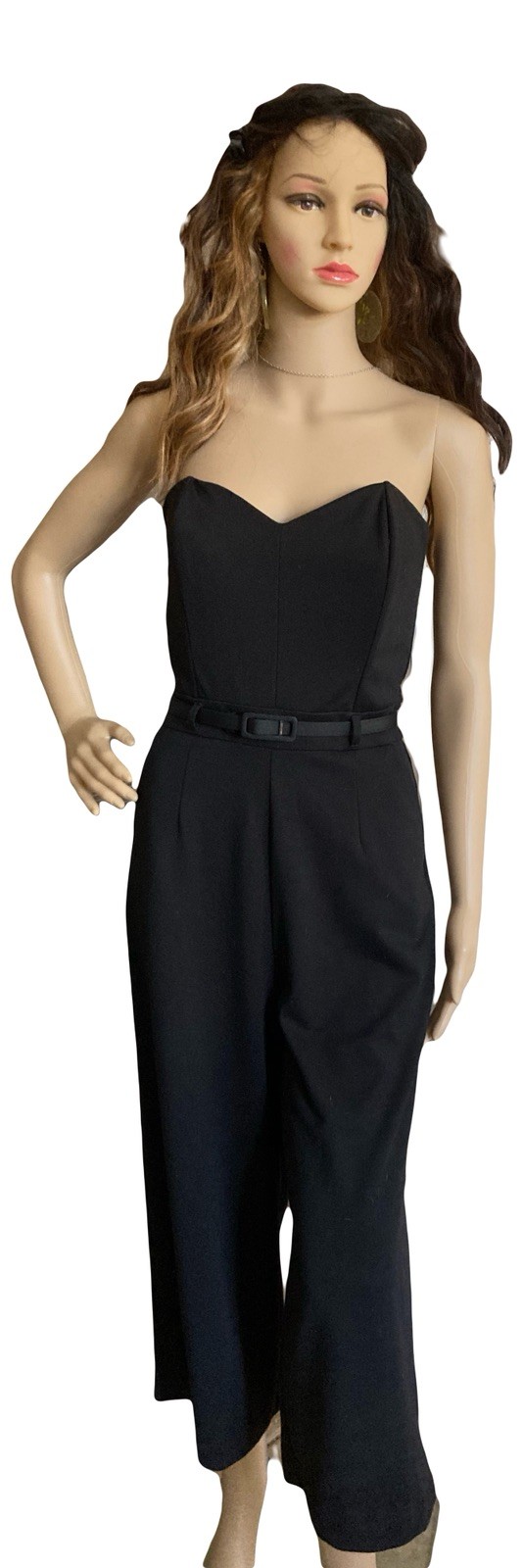 Black Sleeveless Open Back Belted Jumpsuit Romper Women’s Medium by Have LA