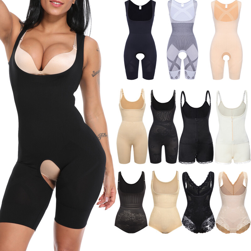 Women Shapewear Bodysuits Seamless Tummy Control Full Body Shaper Open Bust Faja