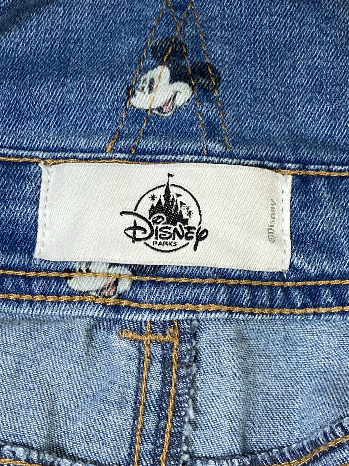 Disney Parks Mickey Mouse Denim Short Overalls Bib Shorts Womens XS EU S