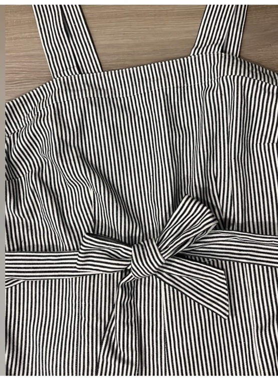 Castaluna Plus Size Striped Wide-Leg Jumpsuit 14W Black White Sleeveless Cotton
