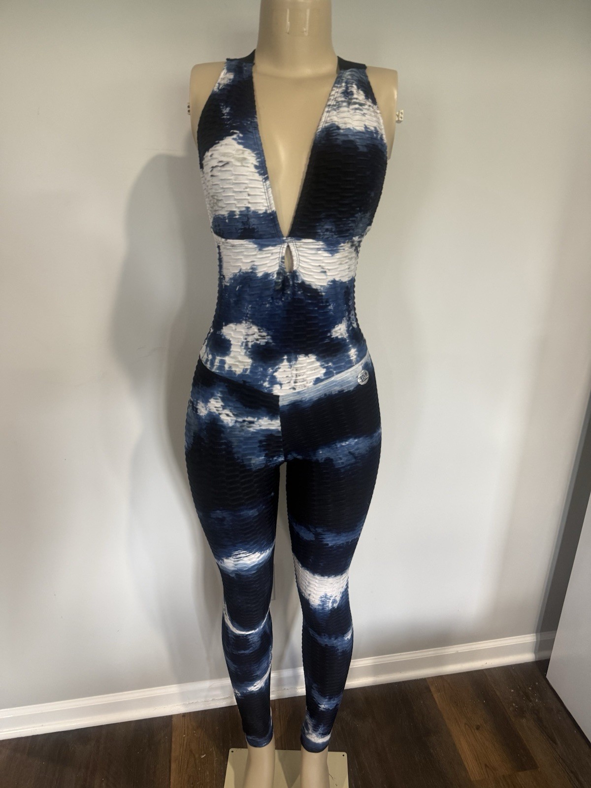 Jumpsuit size medium women one piece yoga outfit new blue