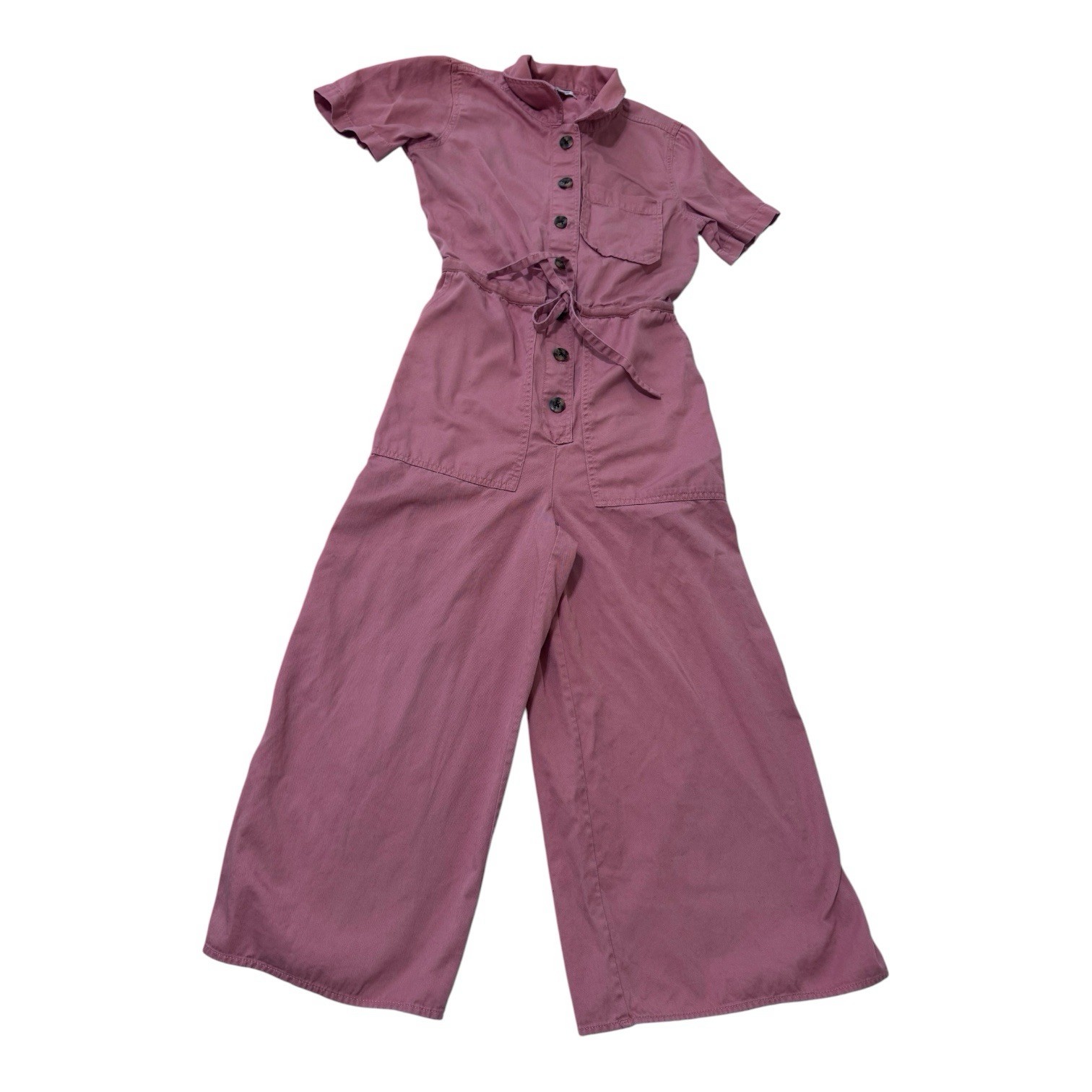 Madewell Wide Leg Cropped Utility Jumpsuit Coral Peach Button Front 00