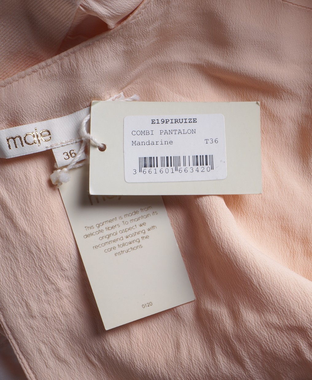 Maje jumpsuit pink viscose linen size 34 XS women’s E19PIRUIZE