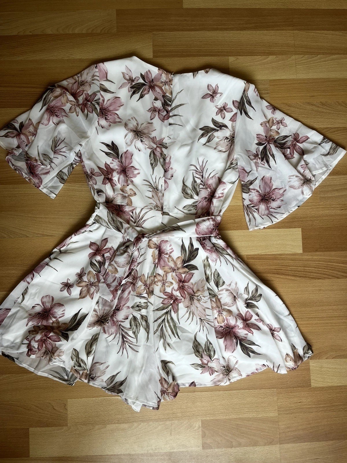 Floral Print Wrap Style Romantic Soft Boho Lightweight Fabric Playsuit Size 10