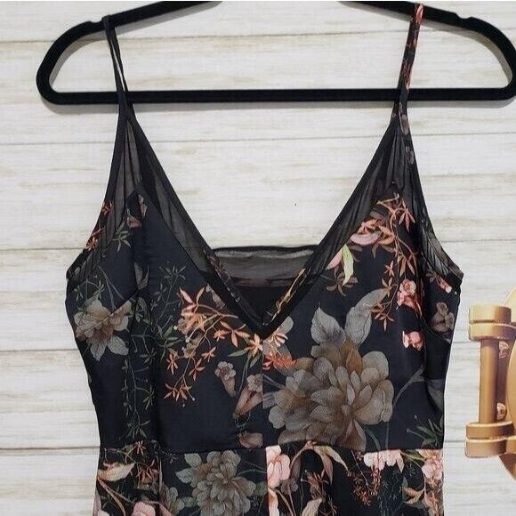 Anthropologie Adelyn Rae Rosanna Pink on Black Floral print jumpsuit size L NEW