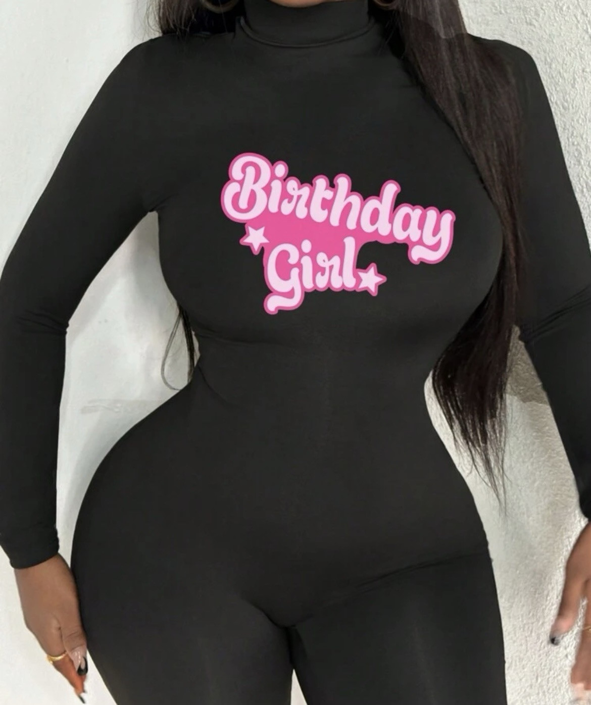 Women’s black long sleeve turtleneck jumpsuit size large