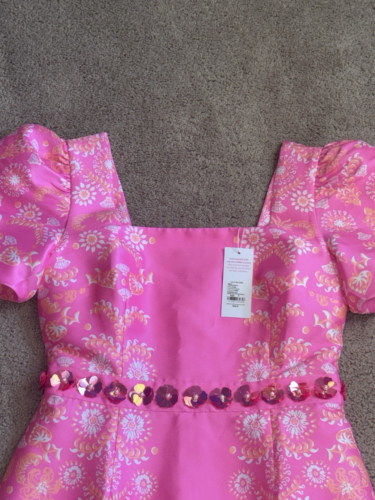 Lilly Pulitzer NWT Size Cohen Skirted Romper Sunkissed Pink Breezy Palm Engineer