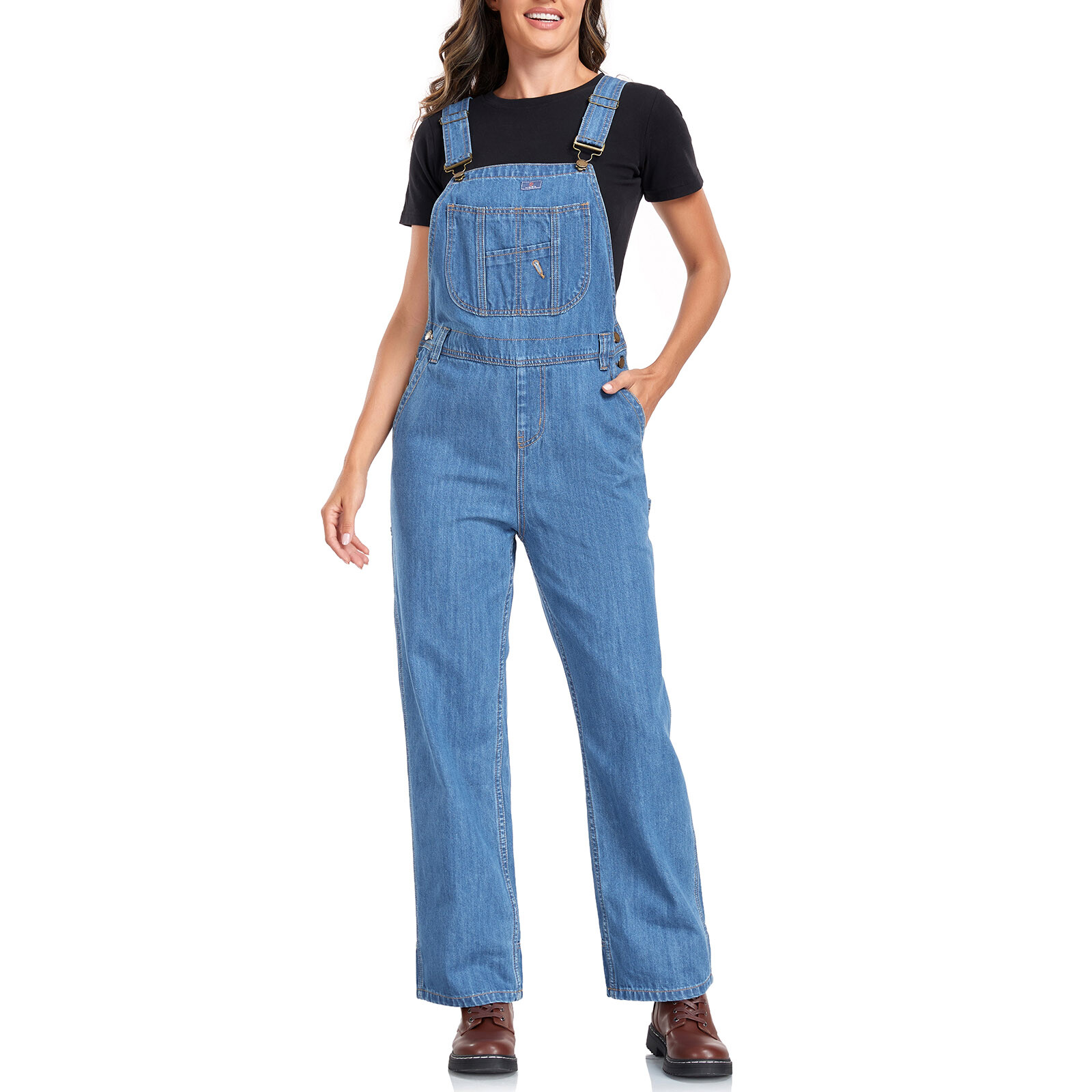 HISEA Women Bib Overall Relaxed Fit Workwear Cotton Denim Jumpsuit Jeans Pockets