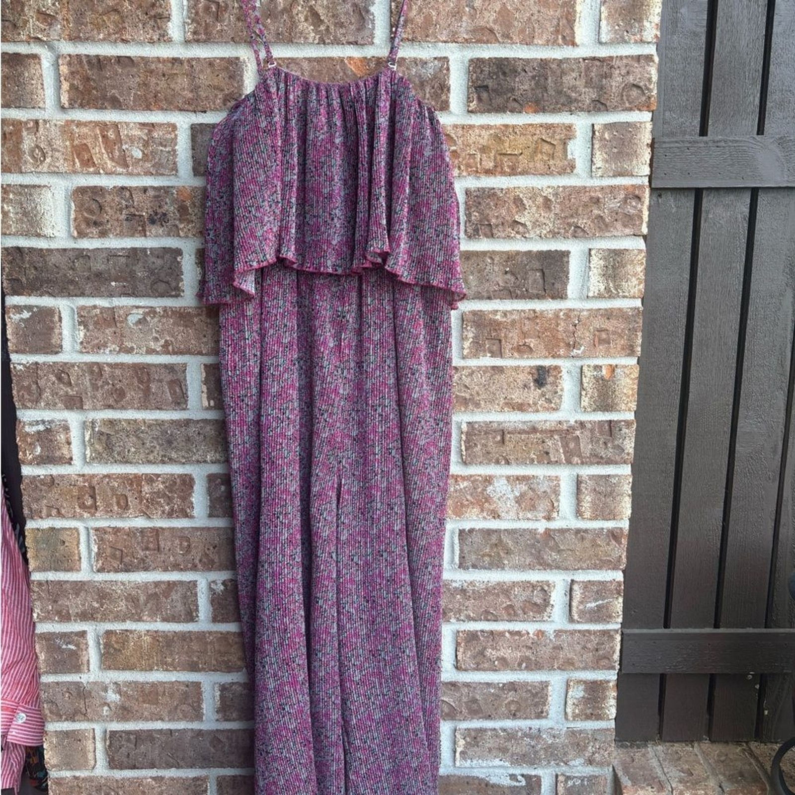Anthropologie Rdalamal Suzanne Pleated Wide-Leg Jumpsuit — Floral Sz S