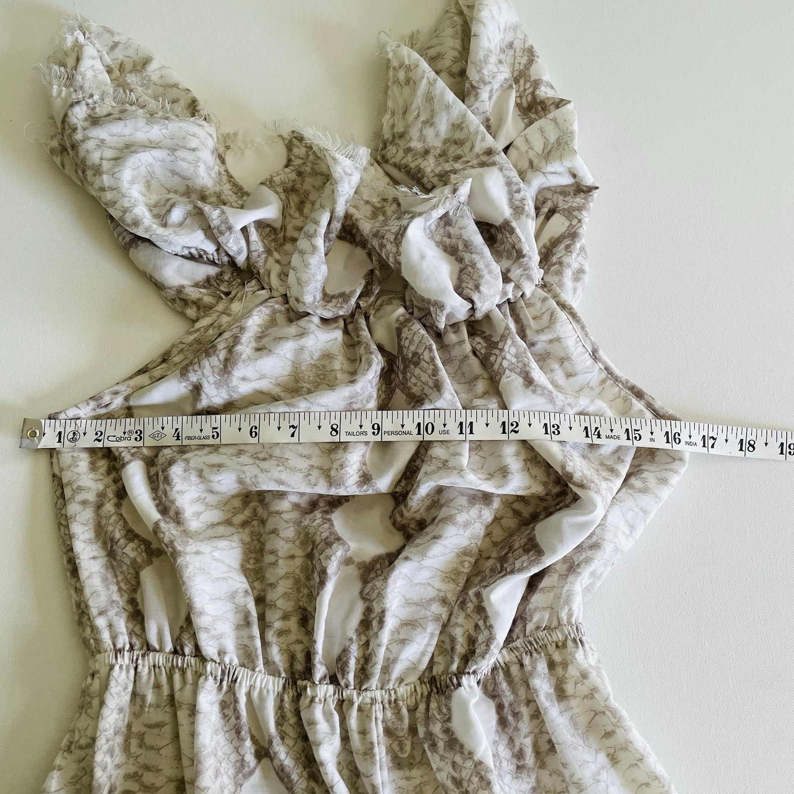 Goa Beachwear By Japans Small Jumpsuit Snakeskin Ruffle Fringe Elastic Waist