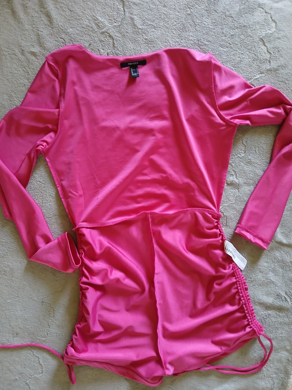 Forever 21 ladies one pc romper size L ruched shorts hot pink RN#94981