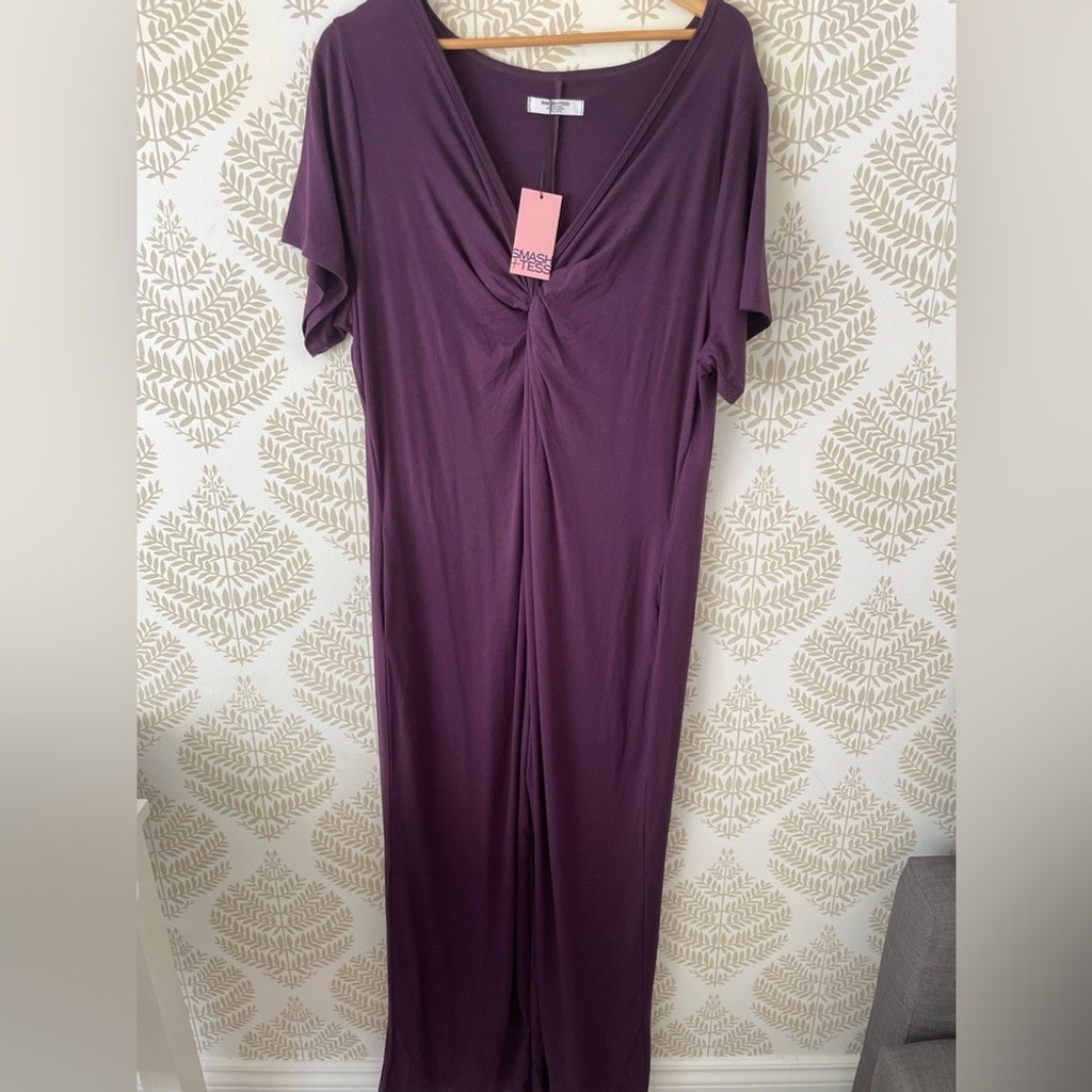 Smash + Tess Plum V-Neck Layla Twist Front Tie Romper size XXL NWT
