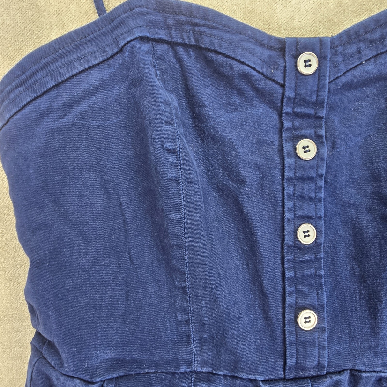 Copper Key Womens 60s Style Tank Top Shorts Romper Navy Blue Size Small