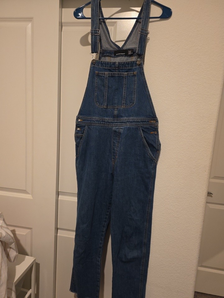 American Apparel Tomgirls 100% Cotton Denim Blue Jeans Overalls Size M