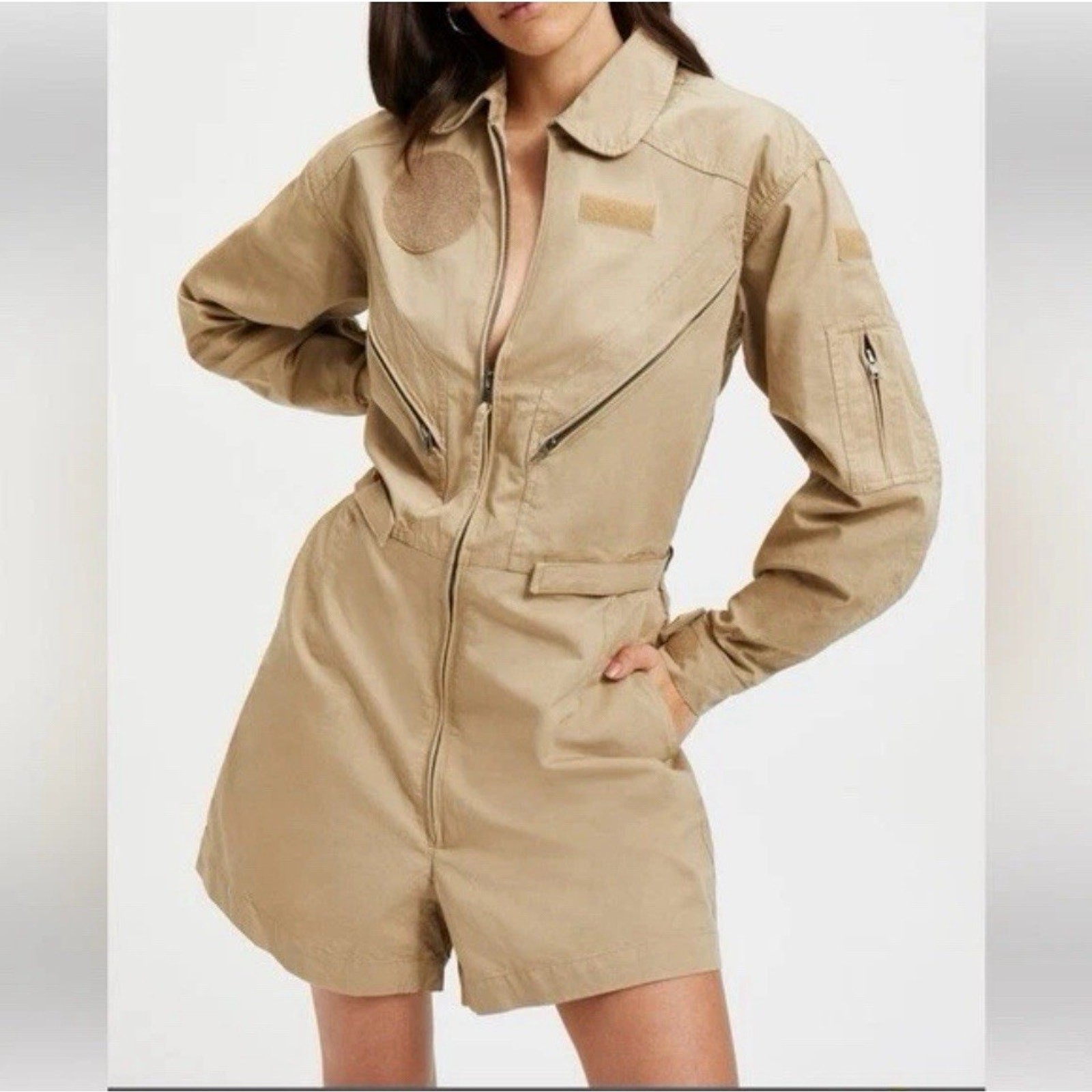 Good American Flight Suit Romper /postal Khaki/SZ 7 NWT