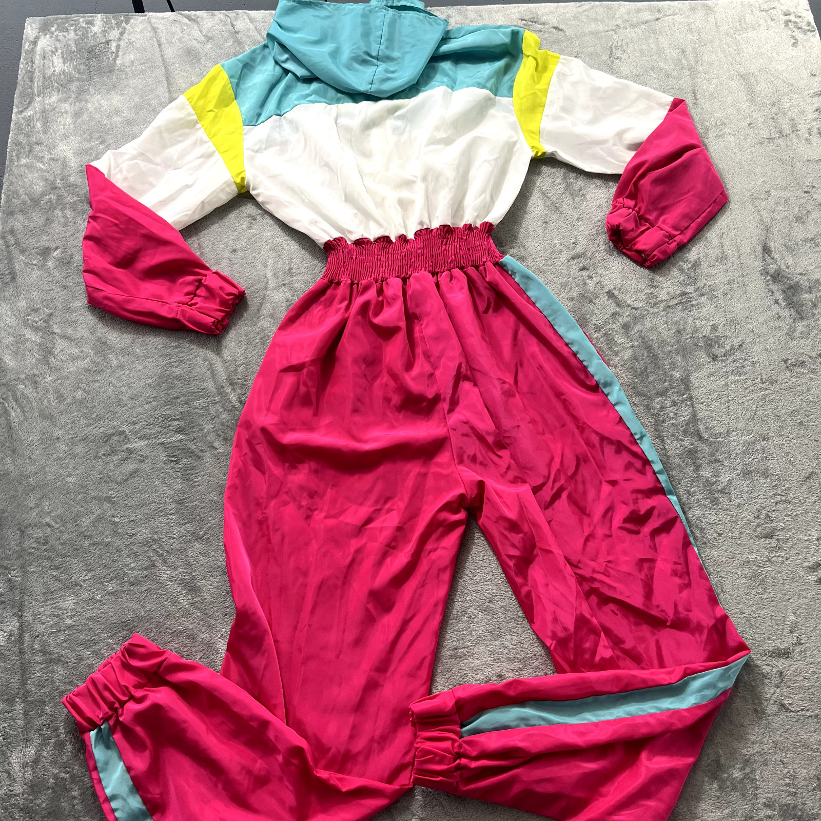 Vintage ’80s 90s Color Block Neon Jumpsuit Size Med Retro Y2K Barbie