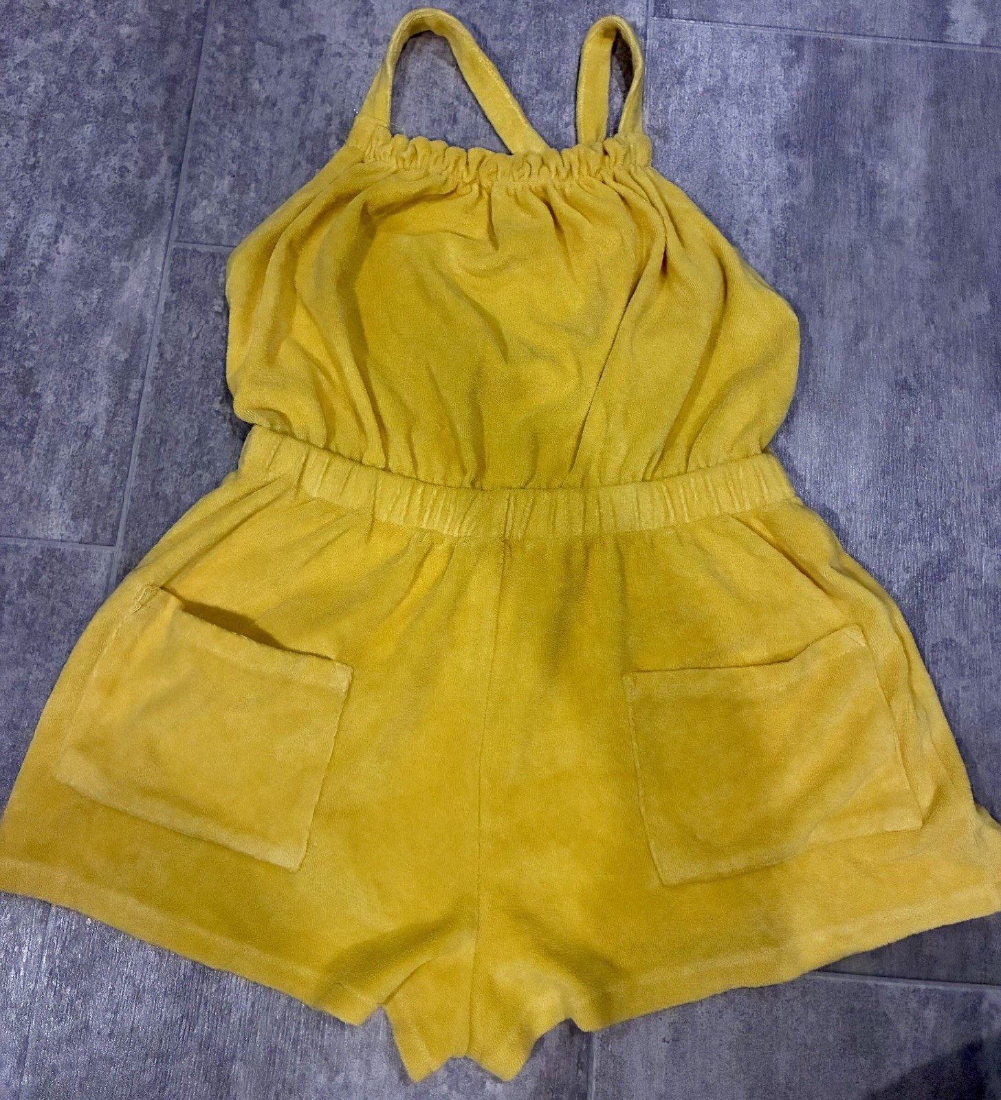 Zara Terry Cloth Romper Robe Cover up Medium Yellow Costume Cosplay Beach Pool