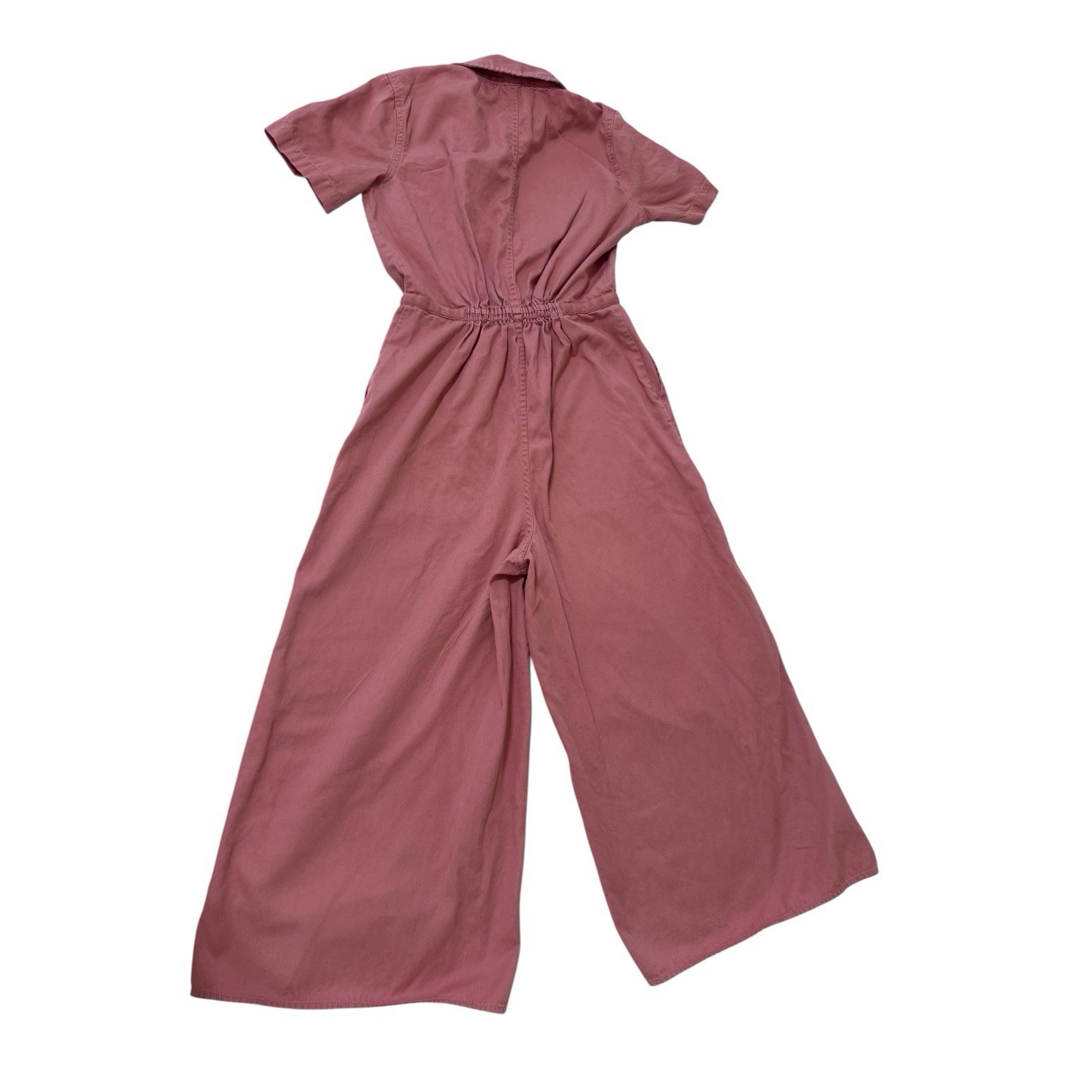 Madewell Wide Leg Cropped Utility Jumpsuit Coral Peach Button Front 00