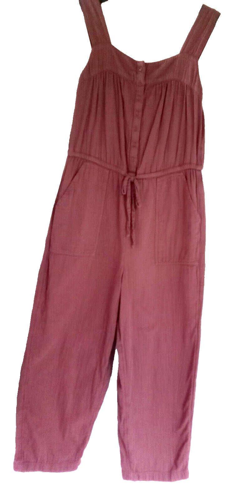 Women’s 100% Cotton Overall Romper Dark Caramel Sz Sm Boho Comfort Casual